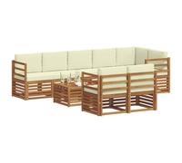vidaXL Ensembles de canapés avec Coussin 9 pcs Naturel et Crème, Canapé de Jardin Moderne, mobilier extérieur résistant, Salon en Acacia Marron, Assise contemporaine, déco de terrasse