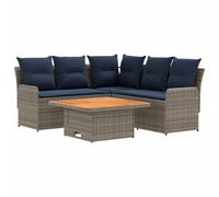 vidaXL Ensembles de meubles 4 pcs Gris et bleu marine Rotin PE