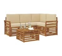 vidaXL Ensembles de Meubles 5 pcs Naturel et Beige Bois d'ingénierie, Canapé de Jardin Moderne, Meuble Tendance, sectionnel, Salon extérieur, Acacia et Bois sur Votre Patio