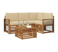vidaXL Ensembles de Meubles 5 pcs Naturel et Beige Bois d'ingénierie, Canapé de Jardin Moderne, Meuble Tendance, sectionnel, Salon extérieur, Acacia et Bois sur Votre Patio