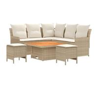vidaXL Ensembles de meubles 6 pcs Beige et crème Rotin PE