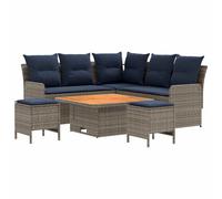 vidaXL Ensembles de meubles 6 pcs Gris et bleu marine Rotin PE