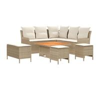 vidaXL Ensembles de meubles 7 pcs Beige et crème Rotin PE