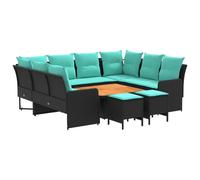 vidaXL Ensembles de meubles 8 pcs Noir et turquoise Rotin PE