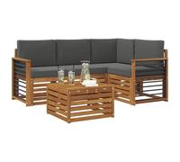 vidaXL Ensembles de Meubles avec Coussin 5 pcs Naturel et Anthracite, Canapé de Jardin Moderne, Meuble Tendance, sectionnel, Salon extérieur, Acacia et Bois sur Votre Patio