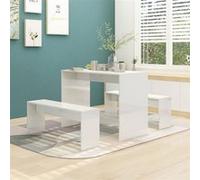 Vidaxl Ensembles De Salle À Manger 3 Pcs Blanc Brillant Aggloméré Blanc