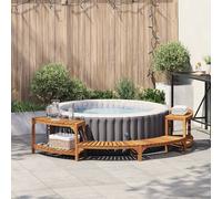vidaXL Enceinte de Bain à remous Demi-Ronde Marron 272 x 120 x 55,5 cm, Baignoire en Acacia, Design Minimaliste, pour extérieur, résistante à l'eau, détente Estivale, Spa sur terrasse