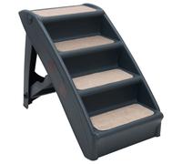 Vidaxl Escalier Pliable À 4 Marches Pour Chiens Gris Foncé