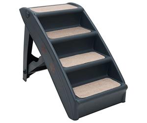 vidaXL Escalier Pliable à 4 marches pour Chiens Gris foncé
