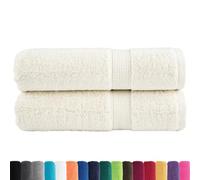 vidaXL Essuie-Mains de Qualité Supérieure 2 pcs, Serviettes de Bain, Serviettes à Main, Débarbouillettes de Salle de Bain, Crème 600g/m²