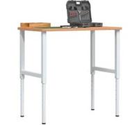 vidaXL Établi 100x60x(71,5-98) cm bois massif de hêtre rectangulaire, table de travail, poste de travail, table de travail 3309706 Gris G