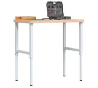 vidaXL Établi 100x60x(73-99,5) cm bois massif de hêtre rectangulaire, table de travail, poste de travail, table de travail 3309705