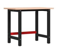 vidaXL Établi – Table de travail 100x60x81,5 cm en bois massif de hêtre rectangulaire