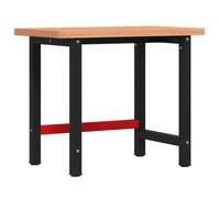 vidaXL Établi 100x60x83 cm bois massif de hêtre rectangulaire, table de travail, poste de travail, table de travail en bois, établi en bois