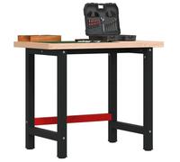 vidaXL Établi 100x60x83 cm bois massif de hêtre rectangulaire, table de travail, poste de travail, table de travail en bois,