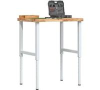 Etabli 80x60x(73-99,5) cm bois de chêne massif rectangulaire, table de travail, poste de travail, table de travail en bois, établi en bois