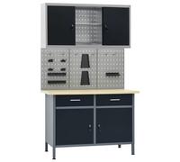 vidaXL Établi avec 3 panneaux muraux et 1 armoire