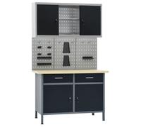 vidaXL Établi avec 3 panneaux muraux et 1 armoire