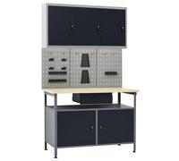 vidaXL Établi avec 3 panneaux muraux et 1 armoire