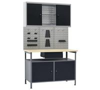 vidaXL Établi avec 3 panneaux muraux et 1 armoire