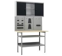 vidaXL Établi – 3 panneaux muraux et 1 armoire