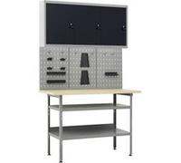 vidaXL Établi avec 3 panneaux muraux et 1 armoire Gris G