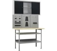 vidaXL Établi avec 3 panneaux muraux et 1 armoire Gris G