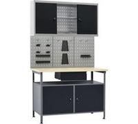 vidaXL Établi avec 3 panneaux muraux et 1 armoire Noir G