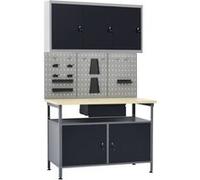 vidaXL Établi avec 3 panneaux muraux et 1 armoire Noir G