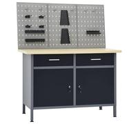 vidaXL Établi avec 3 Panneaux Muraux, Table de Travail avec Porte-Outils, Établi de Bricolage avec Rangement, Organisateur de Garage Atelier