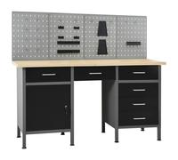 vidaXL Établi avec 4 Panneaux Muraux, Table de Travail avec Porte-Outils, Établi de Bricolage avec Rangement, Organisateur de Garage Atelier