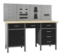vidaXL Établi avec 4 Panneaux Muraux, Table de Travail avec Porte-outils, Établi de Bricolage avec Rangement, Organisateur 3053429 Noir G