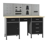 vidaXL Établi 3053429 avec 4 panneaux muraux, porte-outils et rangement – Noir G