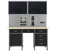 vidaXL Établi avec 4 parois d'outils et 2 armoires murales