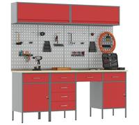 vidaXL Établi avec tiroir 10 pcs Noir 200 x 55 x 200 cm Acier, Organisation d'atelier, Rangement de qualité, Armoire Industrielle Pratique, système de Stockage Multi-Fonction