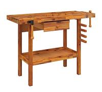 vidaXL Établi avec tiroir et étaux 124x52x83 cm Bois massif d'acacia