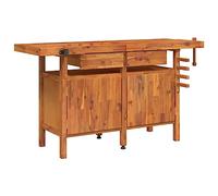 vidaXL Établi avec Tiroir et Étaux, Banc de Travail en Bois, Table d'Atelier, Table de Bricolage Garage Maison, 162x62x83 cm Bois Massif d'Acacia