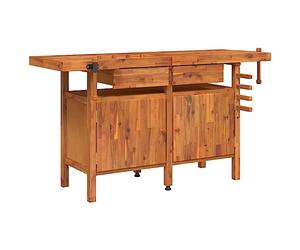 vidaXL Établi avec Tiroir et Étaux, Banc de Travail en Bois, Table d'Atelier, Table de Bricolage Garage Maison, 162x62x83 cm Bois Massif d'Acacia