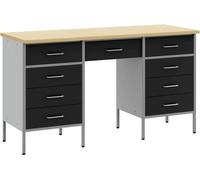 vidaXL Établi avec tiroirs 3 pcs Noir 150 x 55 x 85 cm
