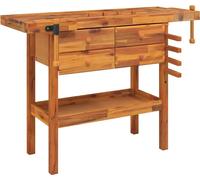 vidaXL Établi avec tiroirs et étaux 124x52x83 cm Bois massif d'acacia