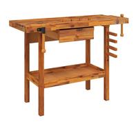 vidaXL Ãtabli avec tiroir et Ã©taux 124x52x83 cm Bois massif d'acacia