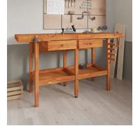 vidaXL Établi 153323 avec tiroirs et étaux 162x62x83 cm Bois massif d'acacia Marron G