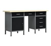 vidaXL Établi Table de travail pour garage et atelier 160x60x85 cm Acier Noir