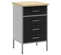 vidaXL Établi Noir et Gris 50 x 55 x 85 cm Bois d'ingénierie et Acier, Atelier, Banc de Travail Robuste, Station rectangulaire pour Loisirs créatifs, projets Bricolage en Garage