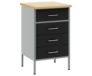 vidaXL Établi Noir et gris 50 x 55 x 85 cm Bois d'ingénierie et acier, Atelier, banc de travail robuste, station créative, table de studio rectangulaire, espace pro pour bricolage