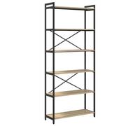 vidaXL Étagère 80 x 30 188 cm en Chêne Sonoma et Bois d'Ingénierie Noir avec Pieds Réglables - Style Industriel, Grand Rangement pour Intérieur, Design Autonome avec Structure Croisée