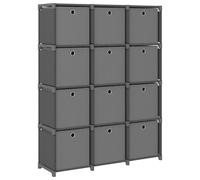Vidaxl Etagère à 12 Cubes Avec Bo?Tes Gris 103x30x141 Cm Tissu