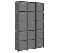 Vidaxl Étagère À 15 Cubes Avec Boîtes Gris 103x30x175,5 Cm Tissu Multicolore