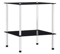 vidaXL Etagère à 2 Niveaux Bibliothèque Meuble de Rangement Etagères à Livres Meuble à Livres Salon Bureau Maison Vitrine Noir 40x40x47 cm Verre Trempé