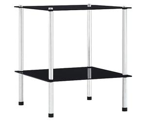 vidaXL Etagère à 2 Niveaux Bibliothèque Meuble de Rangement Etagères à Livres Meuble à Livres Salon Bureau Maison Vitrine Noir 40x40x47 cm Verre Trempé